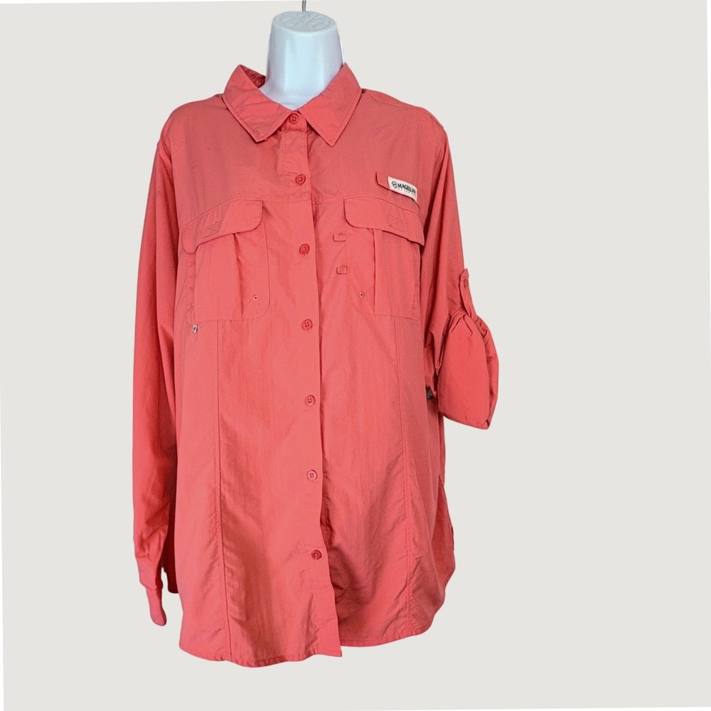Magellan Women 1X Fishing Shirt Sugar Coral Laguna Madre UPF 30 Relaxed Fit